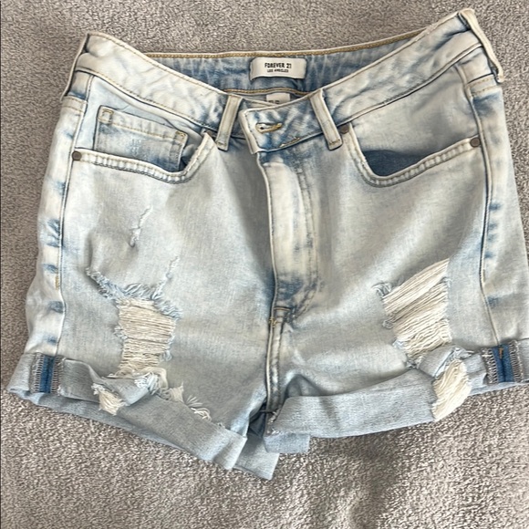 Forever 21 Light Blue Distressed Jean Shorts - Picture 1 of 3